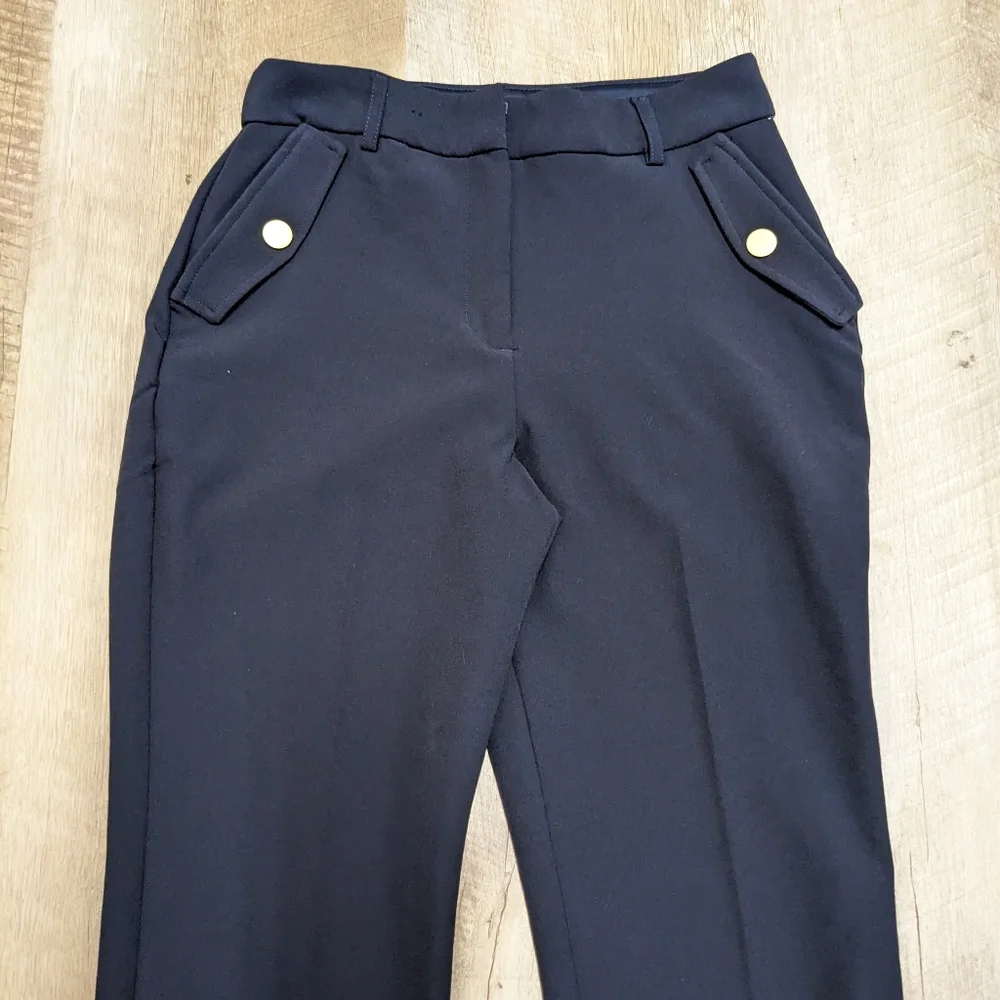 Express Navy Blue Crop High Rise Dress Pants - Picture 3 of 12